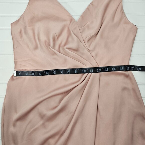 After Six Pink Satin V Neck Faux Wrap Tulip Skirt Maxi Dress Size 14R NWTF Read - Picture 14 of 16